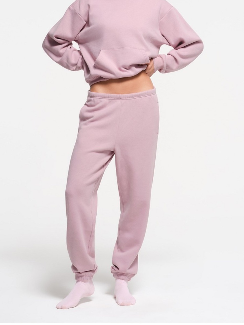 SKIMS Classic Cotton Fleece Jogger in Dusty Pink Size Medium